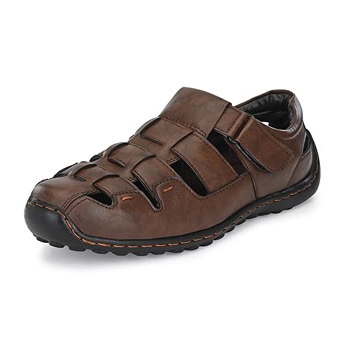 Centrino Men's 6114 Casual Fisherman Adjustable Sporty Summer Closed Comfortable Toe Sandals with Premium PU Padding