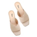 Double Cut Heeled Sandals Square Toe Sandals Slip On Fashion Wedding Chunky Block Mule Heels for Women