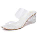 Jking Women's Transparent Block Heels