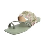 Mochi Women Purple Floral Embroidered Toe Ring Casual Fashion Slippers