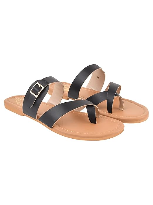 Shoetopia Stylish Side Buckle Detailed Flats for Women & Girls