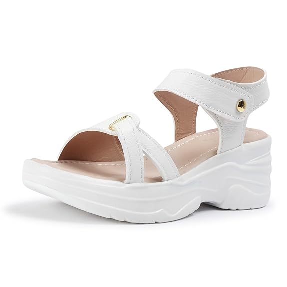 Vendoz Women Casual Cream Wedges Sandal